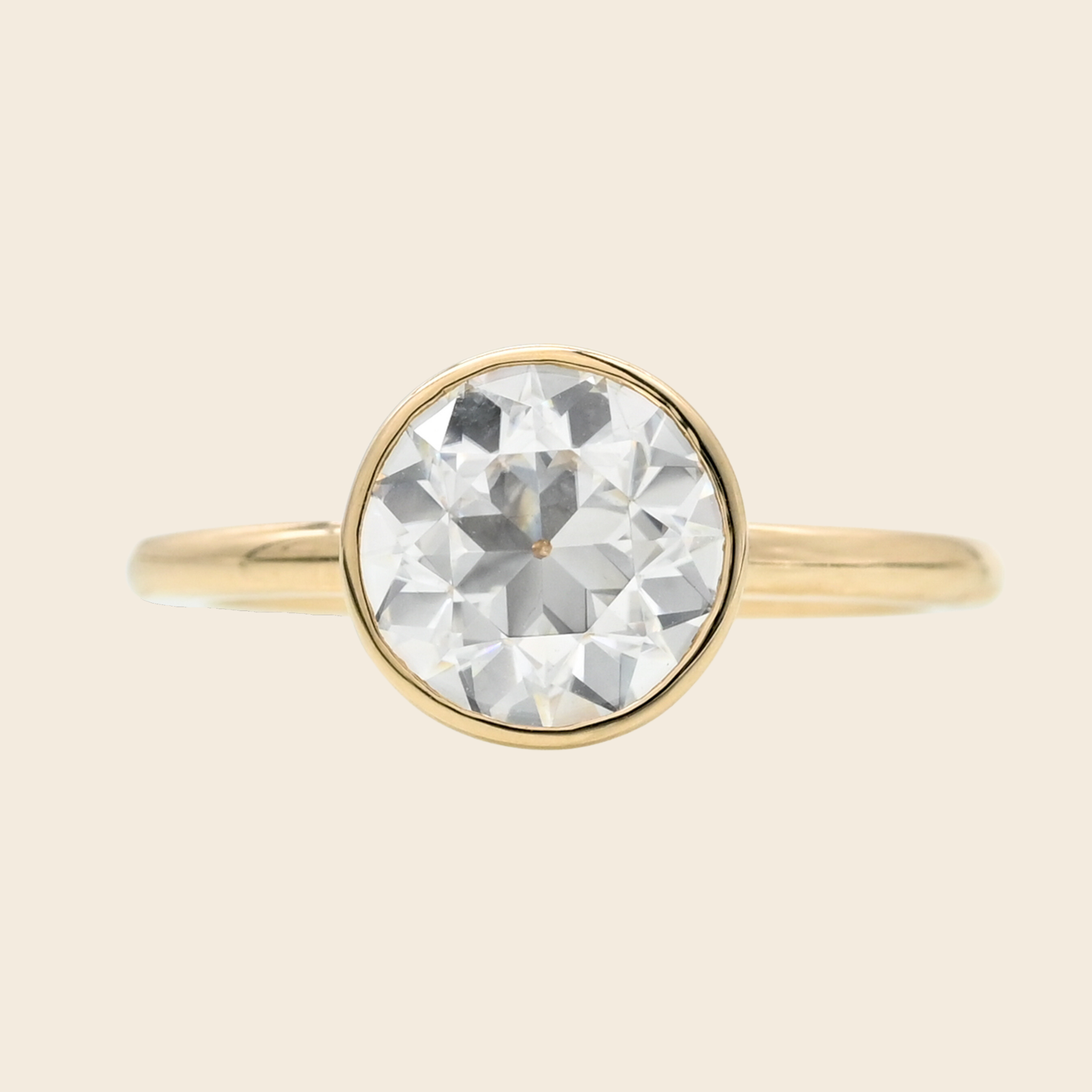 Colourless moissanite engagement ring round moissanite engagement ring bezel old european cut moissanite engagement ring