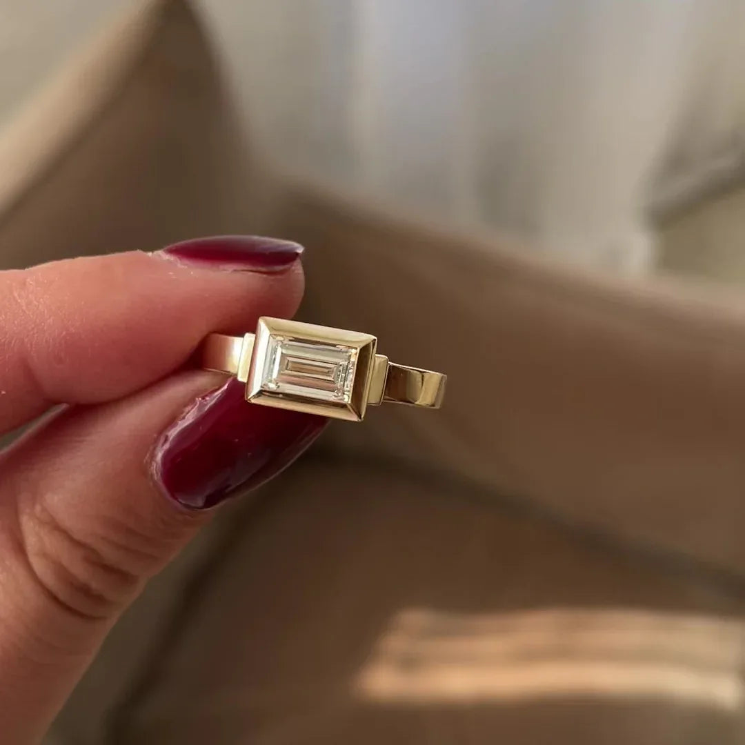 Julep - 1.02 Baguette Lab Diamond Flush Set Renaissance Inspired Solitaire - Seven Swans Fine Jewellery